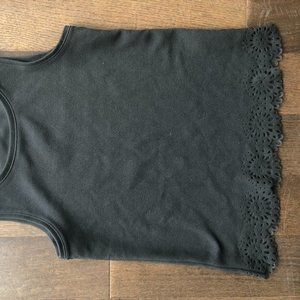 Ann Taylor Sleeveless Black Top with lace detail XS Petite
